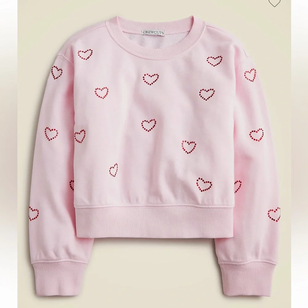 Crewcuts Crystal Hearts Pink Sweatshirt Size XS(4-5)